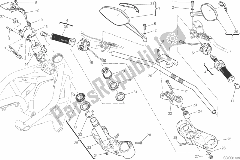 All parts for the Handlebar And Controls of the Ducati Monster 821 Brasil 2016